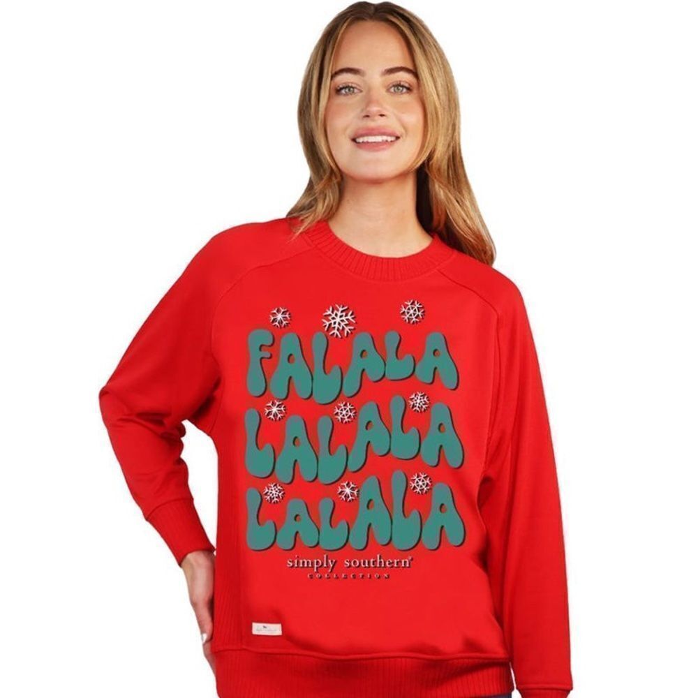 Simply Southern Women's Falala Holiday Long Sleeve Sweatshirt Size Large